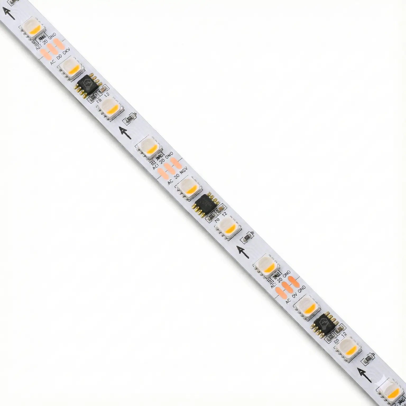TM1814 -Close-up TM1814 RGBWW Addressable LED Strip Light with Warm White and RGB Colors